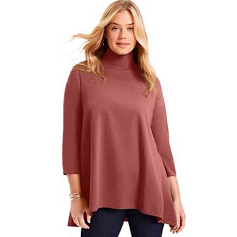 June + Vie Women's Plus Size One+Only Mock-Neck Tunic