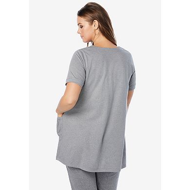 Roaman's Women's Plus Size Two Pocket Soft Knit Tunic