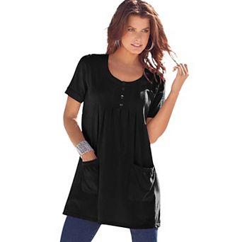 Roaman's Women's Plus Size Plus Size Two Pocket Soft Knit Swing Tunic