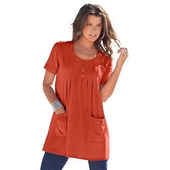 Roaman's Women's Plus Size Plus Size Two Pocket Soft Knit Swing Tunic