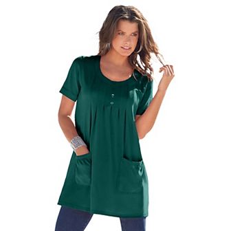Roaman's Women's Plus Size Plus Size Two Pocket Soft Knit Swing Tunic