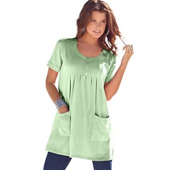 Roaman's Women's Plus Size Two Pocket Soft Knit Swing Tunic