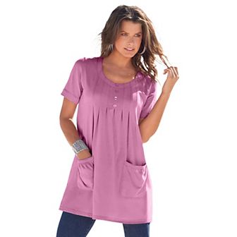 Roaman's Women's Plus Size Plus Size Two Pocket Soft Knit Swing Tunic