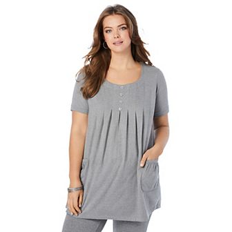 Roaman's Women's Plus Size Plus Size Two Pocket Soft Knit Swing Tunic