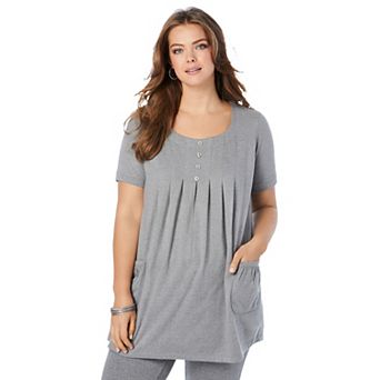 Roaman's Women's Plus Size Two Pocket Soft Knit Tunic