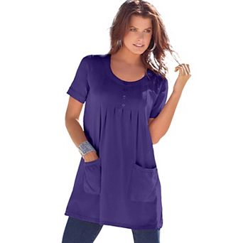Roaman's Women's Plus Size Plus Size Two Pocket Soft Knit Swing Tunic