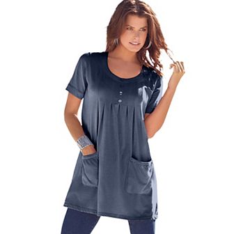 Roaman's Women's Plus Size Plus Size Two Pocket Soft Knit Swing Tunic