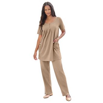 Roaman's Women's Plus Size Two Pocket Soft Knit Swing Tunic