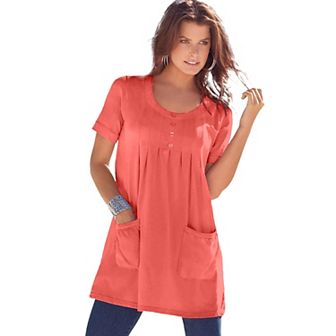 Roaman's Women's Plus Size Plus Size Two Pocket Soft Knit Swing Tunic