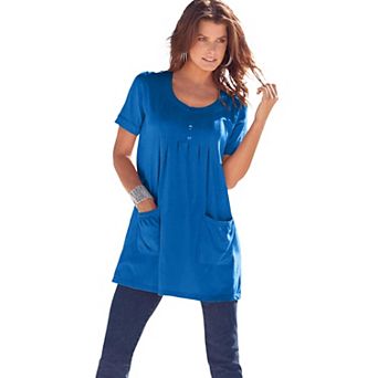 Roaman's Women's Plus Size Two Pocket Soft Knit Swing Tunic