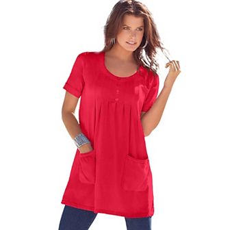 Roaman's Women's Plus Size Plus Size Two Pocket Soft Knit Swing Tunic