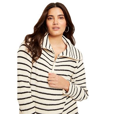 June & Vie Women's Plus Size Half-Zip Sweater