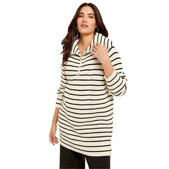 June + Vie Women's Plus Size Half-zip Sweater