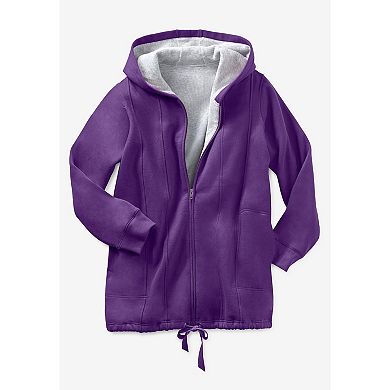 Woman Within Plus Size Thermal Lined Fleece Hoodie