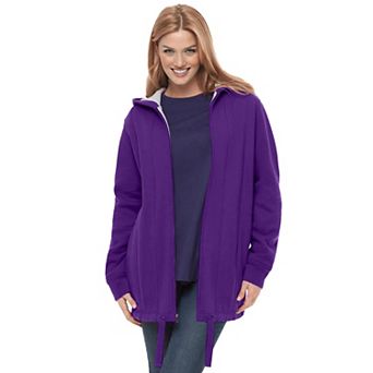 Woman Within Plus Size Thermal Lined Fleece Hoodie