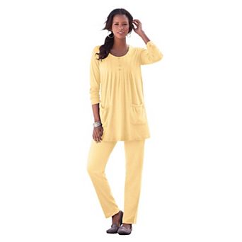 Roaman's Women's Plus Size Two Pocket Long Sleeve Soft Knit Swing Tunic