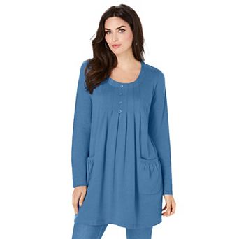 Roaman's Women's Plus Size Two Pocket Long Sleeve Soft Knit Swing Tunic
