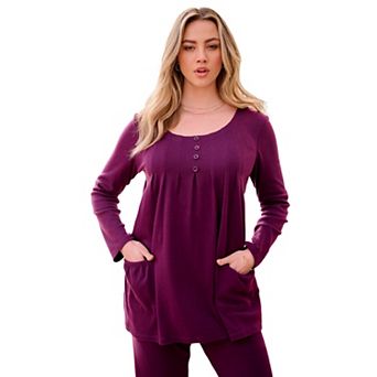 Roaman's Women's Plus Size Two Pocket Long Sleeve Soft Knit Swing Tunic