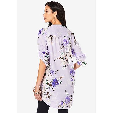 Roaman's Women's Plus Size Floral Big Shirt