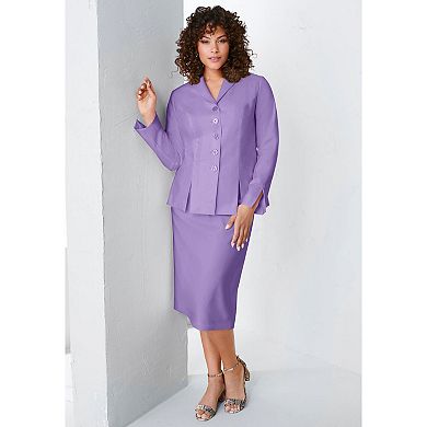 Roaman's Women's Plus Size Long Sleeve Shawl-Collar Jacket & Sheath Skirt Set 2-Piece Suit