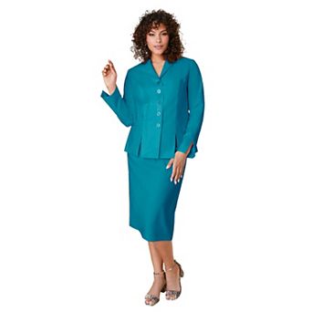 Roaman's Women's Plus Size Plus Size Long Sleeve Shawl-Collar Jacket & Sheath Skirt Set 2 pc