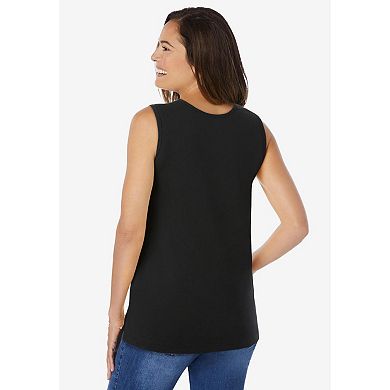 Woman Within Plus Size Petite Perfect Scoopneck Tank