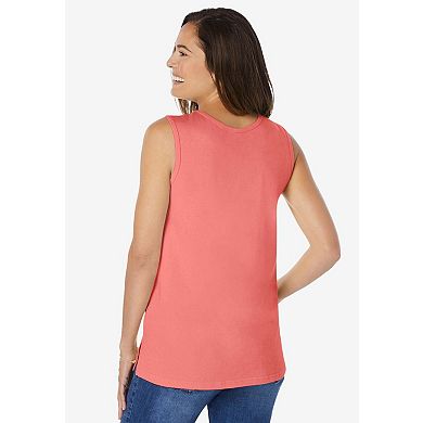 Woman Within Plus Size Petite Perfect Scoopneck Tank