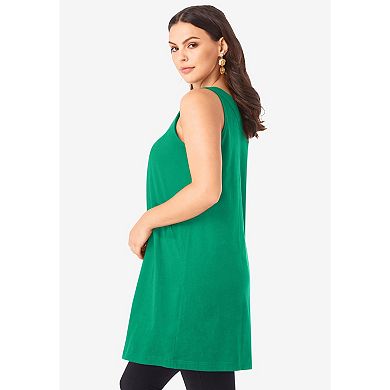Roaman's Women's Plus Size Ultimate Pleated Tunic Tank