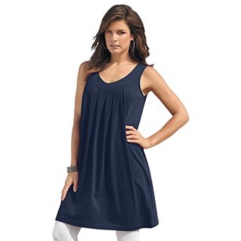 Roaman's Women's Plus Size Pleated Ultimate Tunic Tank