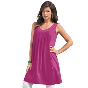 Roaman's Women's Plus Size Ultimate Pleated Tunic Tank