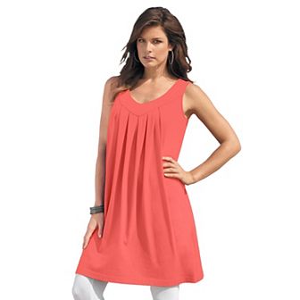 Roaman's Women's Plus Size Ultimate Pleated Tunic Tank