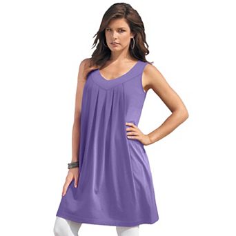 Roaman's Women's Plus Size Pleated Ultimate Tunic Tank