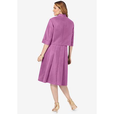 Roaman's Women's Plus Size Elbow Sleeve Fit-And-Flare Dress With Bolero  Jacket 2-Piece Suit