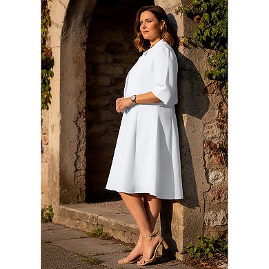 Roaman's Women's Plus Size Elbow Sleeve Fit-And-Flare Dress With Bolero Jacket 2-Piece Suit