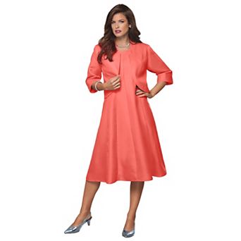 Roaman's Women's Plus Size Plus Size Elbow Sleeve Fit-And-Flare Dress With Bolero Jacket 2 pc