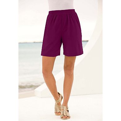 Roaman's Women's Plus Size Petite Plus Size Soft Knit Pull-On Short