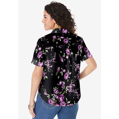 Roaman's Women's Plus Size Kate Short Sleeve Shirt