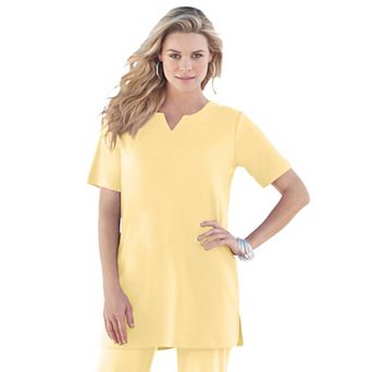 Roaman's Women's Plus Size Plus Size Soft Knit Tunic With Notch Neckline