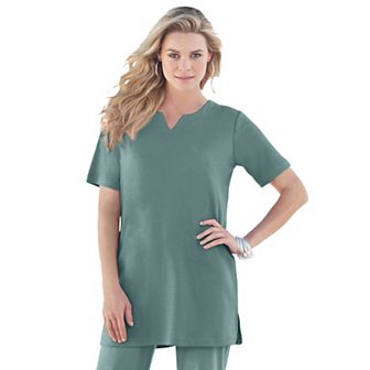 Roaman's Women's Plus Size Plus Size Soft Knit Tunic With Notch Neckline