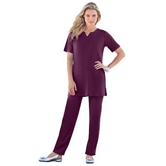 Roaman's Women's Plus Size Plus Size Soft Knit Tunic With Notch Neckline