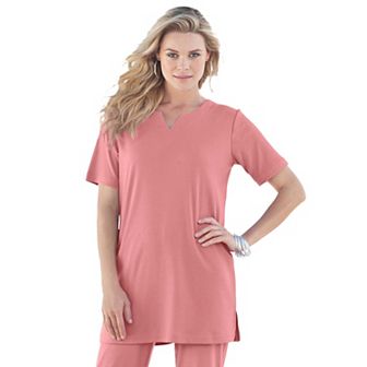 Roaman's Women's Plus Size Plus Size Soft Knit Tunic With Notch Neckline