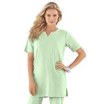 Roaman's Women's Plus Size Plus Size Soft Knit Tunic With Notch Neckline