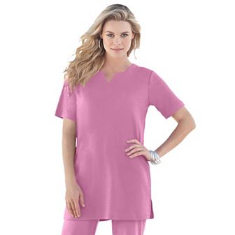 Roaman's Women's Plus Size Plus Size Soft Knit Tunic With Notch Neckline