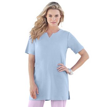 Roaman's Women's Plus Size Plus Size Soft Knit Tunic With Notch Neckline