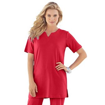 Roaman's Women's Plus Size Plus Size Soft Knit Tunic With Notch Neckline