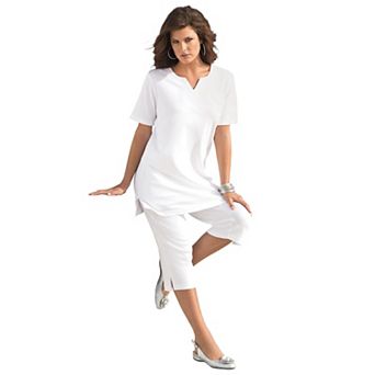 Roaman's Women's Plus Size Plus Size Soft Knit Tunic With Notch Neckline