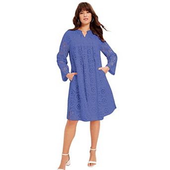 June & Vie Women's Plus Size Eyelet Shirtdress