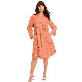 June & Vie Women's Plus Size Eyelet Shirtdress