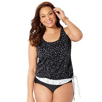 Swimsuits for All Women's Side Tie Blouson Tankini Top