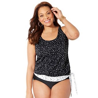 Swimsuits for All Women's Side Tie Blouson Tankini Top
